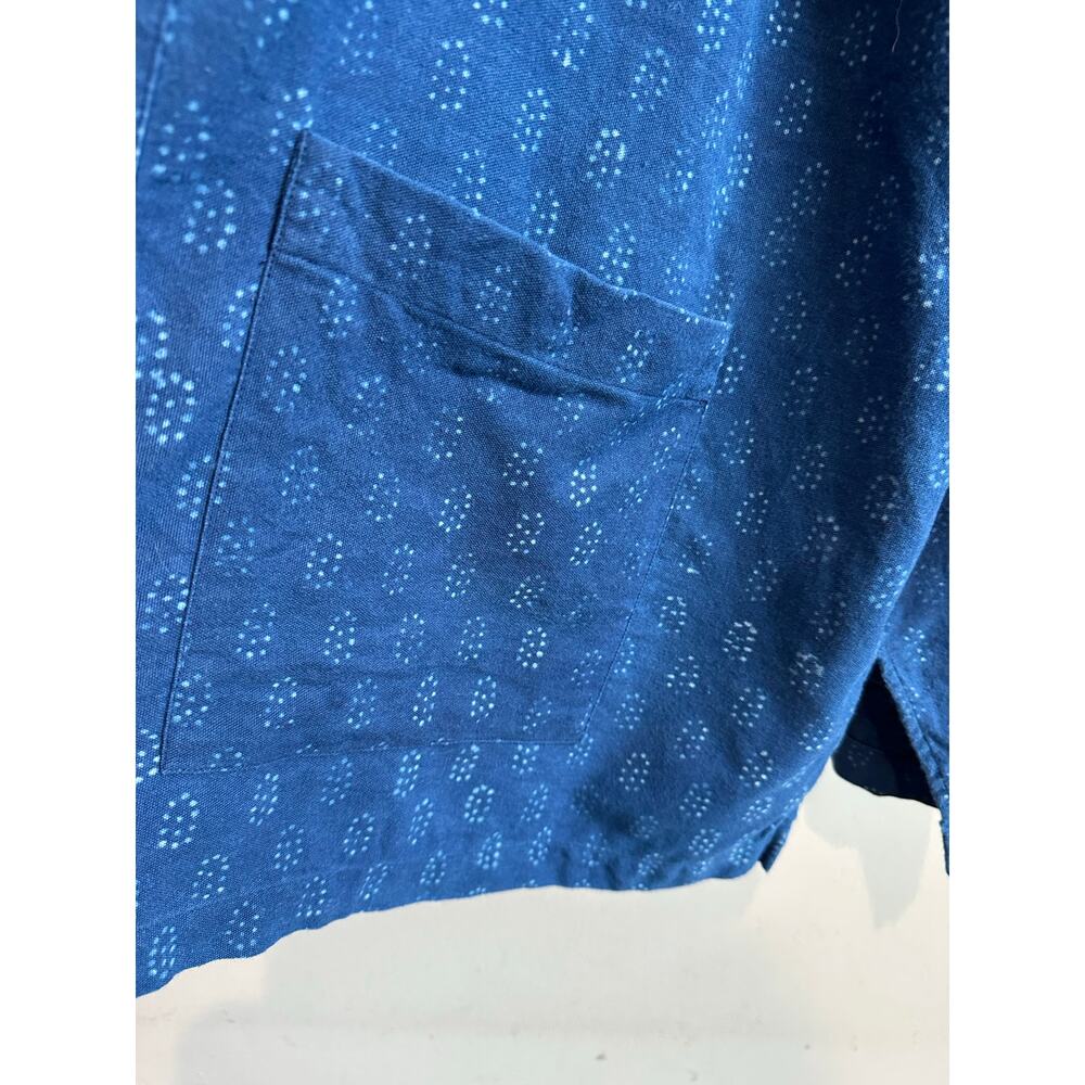 Eileen Fisher Block Printed Organic Cotton Kimono Jacket Denim Blue 3X - Picture 3 of 8